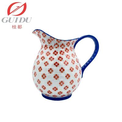 China Restaurant Factory Direct Selling Retro Flower Viable Ceramic Decal Large Water Jug for sale