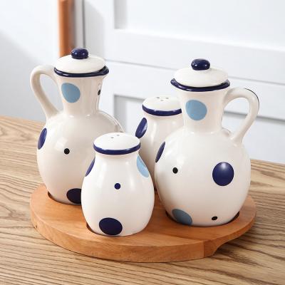 China Stocked Restaurant Kitchen Accessories Set Of 4 Salt Pepper Shakers Condiment Set Set Ceramic Empty Dressing Bottle Set for sale