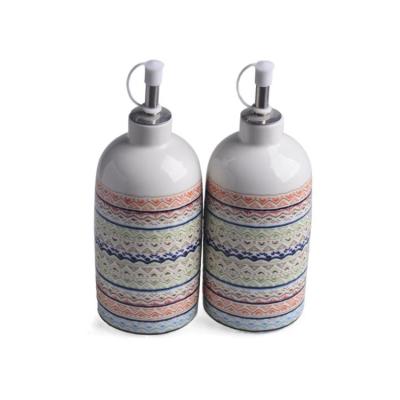 China High Quality Kitchen Stocked Cooking Condiment Set Set Ceramic Dressing Bottle Set Dispenser Custom Logo for sale