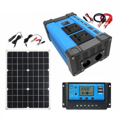 China Home 300W Solar Energy System For home 12v to 110v 220v On Grid inverter portable Power Inverter built-in solar charge controller for sale