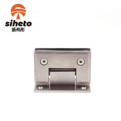 China Long Life 90mm*55mm Exterior Glossy 201 304 Chrome Bathroom Fitting 90 Degree Glass Door Clips Hinges for sale