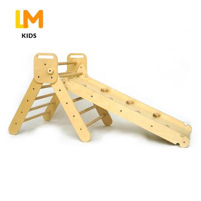 China Montessori Climbing Triangle Indoor Wooden Playground Indoor Pickler Foldable With Ramp for sale