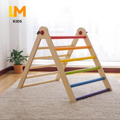 China Custom Made Montessori Kids Children Wooden Indoor Playground Indoor Gymnasium Kids Climbing Pickler Triangle for sale