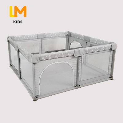 China Large Easy Folding Play Yard For Babies Toddlers Adjustable Playpen Crawling Guardrail Folding Baby Playpen Newborn Safety Slide for sale