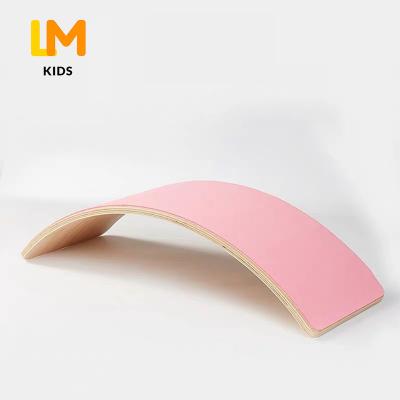 China Custom Indoor Beech Kids Baby Rainbow Indoboard Beam Fitness Shimmy DIY Twisting Balancing Board for sale