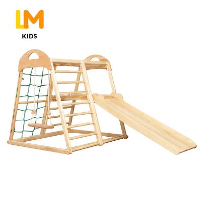 China 2022 New Baby Indoor Indoor Climbing Toys Set For Playing Gym With Slide Kids Wooden Play Gym for sale