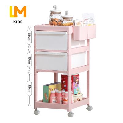 China Modern Plastic Kids Furniture Book Shelves Baby Chest Corner Closet Rack Drawer Toys Storage Shelf Kids Cabinet for sale