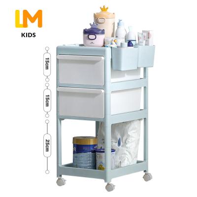 China Modern Small Double Drawer Storage Box Plastic Kids Clothed White Lockers Display Baby Toy Cabinets for sale