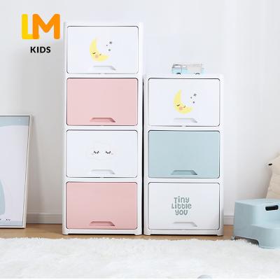 China Modern School Bookshelf Indoor Children's Storage Shelf Bedroom Book Toy Locker White Plastic Kids Cabinet for sale