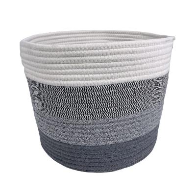 China Large Collapsible Folding Cotton Rope Storage Baskets Woven Basket Cotton Rope Storage With Handles for sale