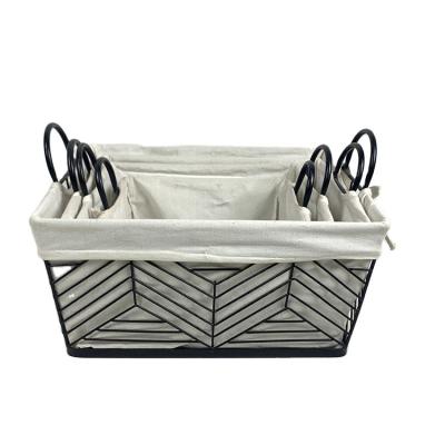 China Hot Sale Nordic Style Luxury Laundry Metal Kids Storage Stocked Black Baskets for sale