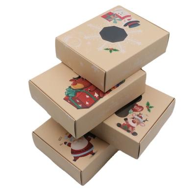 China Recyclable Christmas Gift Box Window Candy Cookie Baking Kraft Paper Box Packaging for sale