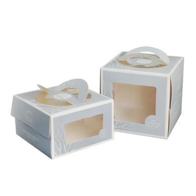 China Wholesale Custom Recyclable White Portable Window Birthday Cake Mousse Dessert Transparent Dessert Box for sale