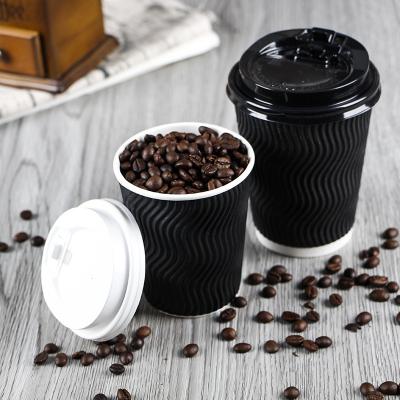 China Wholesale Black Biodegradable 8oz 12oz 16oz Double Wall Coffee Disposable Corrugated Paper Cup for sale