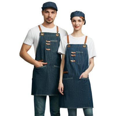 China Logo Printed Kitchen Chef Full Length Bib Apron Food/Beverage Apron For Cooking for sale