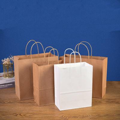 China Factory Direct Sales Recyclable Takeaway Wrapping Paper Gift Packing Paper Bag Round Rope Wrapping Thickened Thickened Paper Bag for sale