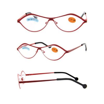 China Trend Thin Lips Shape Metal Computer Glasses Anti-Blueray Reading Glasses for sale