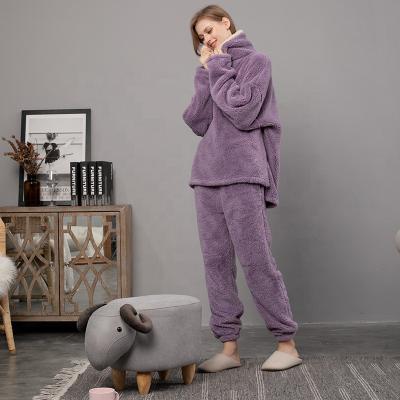 China Autumn Winter Warm Flannel Pajamas QUICK DRY Thick Sweater Sleepwear - Casual Long Sleeve Nightgowns Tops Bottom for sale