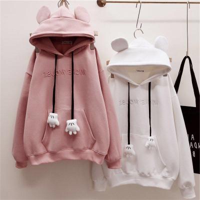 China High Quality White Long Sleeve Crop Cotton Women's Top Hoodie Anti-Shrink For Daily Wear Casual Single Shoulder for sale