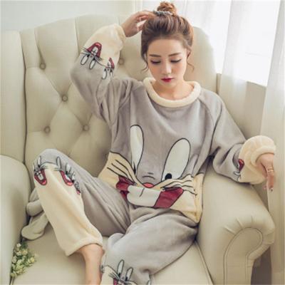 China Winter QUICK DRY Sleepwear Long Sleeve Tops Pants Velvet Flannel Loungewear Nightgowns Bottoms For Women for sale