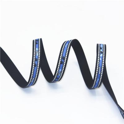 China Double Sided Viable Woven Polyester Geometric Patterns Webbing High Tenacity Colorful Tape For Garment for sale