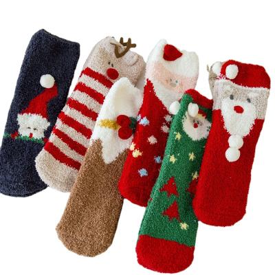 China Women's Funny Winter Cartoon Monster Socks Christmas Warm Comfortable Soft Fluffy Socks Anti-skid for sale