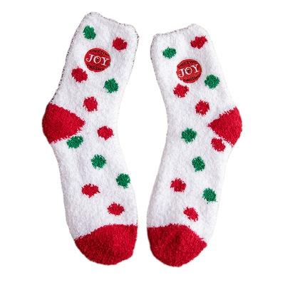 China Christmas Anti-skid Cute Fuzzy Coral Fleece Holiday Slipper Warm Comfy Socks For Women Girls for sale