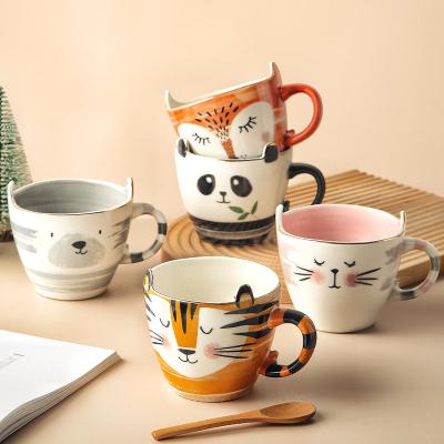 China New Viable Item Ceramic Hand Painted Coffee Mug Porcelain Milk Animal Mug for sale