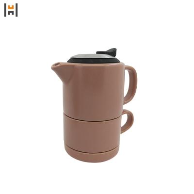 China New Item Stocked Ceramic Teapot Set With Stainless Steel Filter And Cover for sale