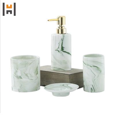 China Viable Wholesale Chinese Marble Decor Ceramic Bathroom Accessories Set for sale