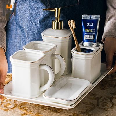 China Viable white modern style ceramic bathroom set and accessories for sale