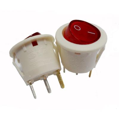 China KAN-B2-25PSW28B High Quality Plastic 3Pins On-Off SPDT Lit Round Red Illuminated Rocker Switch for sale