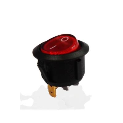 China SPDT Round LED Illuminated ON-OFF Snap-in 3 Pins SPDT Red Rocker Switch With Long Life for sale