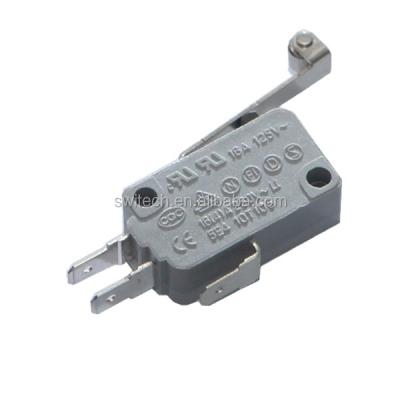 China Thermosetting Plastic T105 16(4) A 250VAC KW3A Miniature Micro Switch With Long Roller Lever SPDT Used For Household Appliances for sale