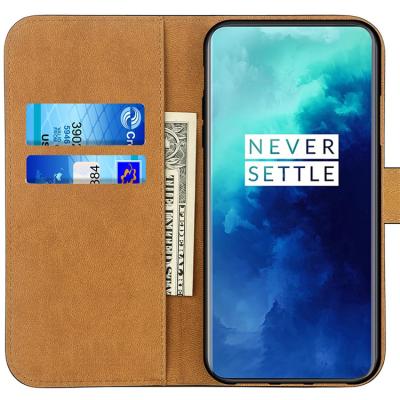 China Real Laudtec Leather for oneplus 7T celular pro Saffiano Genuine Leather Wallets Cell Phone Case Clip Case for oneplus 7T 7 6 6T for sale