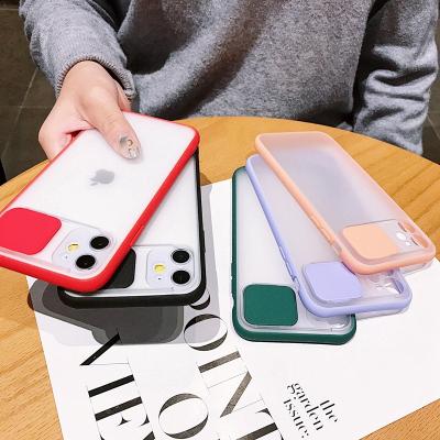 China Anti-fall Camera Lens Protector Case Matte Transparent Protective Shockproof Phone Push-Pull Case For iPhone 13 pro 12 mini 11 pro XS Max for sale