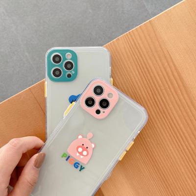 China 2021 New Design Shockproof Small TPU Cute and Sensitive Side Animal Transparent Protective Phone Case for iphone 12 for sale