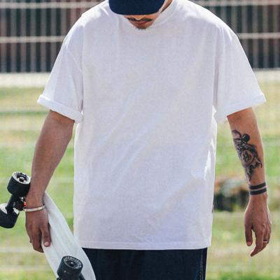 China Popular Breathable Oversized Cotton Hip Hop Small Neckline Solid Color Short Sleeve Loose T-shirt For Men for sale