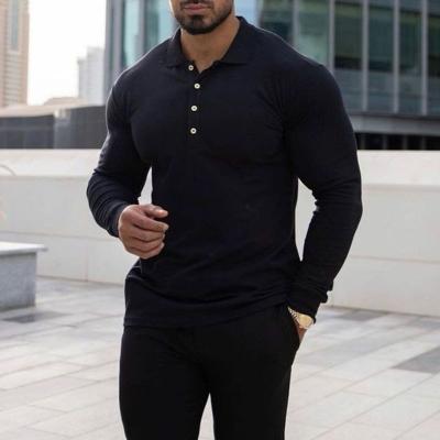 China Autumn New Breathable Men's Long Sleeve Polo Shirt Plus Size Lapel Solid Color Shirt High Quality for sale