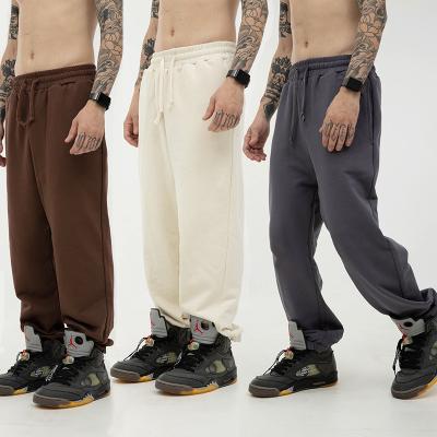 China Breathable Custom Logo Print Trackpants Gray Oversized Matching Pants Two Pieces Fleece Thick Heavyweight Pants Sweat Trackpants for sale