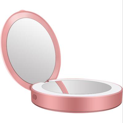 China Wholesale cosmetic tool Portable Handheld Pocket Mirrors Round Shape Led Makeup Light Mirror USB Mirror for sale