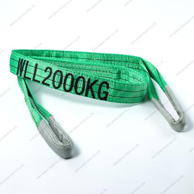 China 5:1 2Tx10M Double Eye Soft Lifting Polyester Lifting Webbing Flat Sling Woring Load 2 Ton Factory Standard EN1492-1:2008+A1 for sale