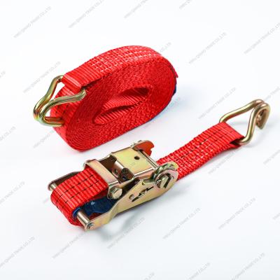 China Cargo Tie Down Breaking Force 2000kg 6 Meter 35mm Ratchet Tie Down Lashing Tension Belts With Buckle for sale