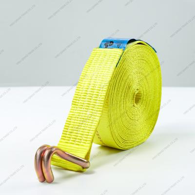 China Cargo Binding 2Inch 10Meter Endless Loop Polyester Tie Lashing Down Ratchet Strap Tension Belt With Hooks For Cargo Control for sale