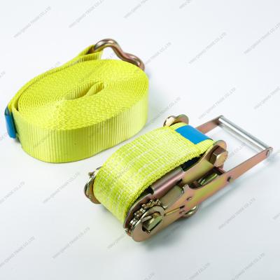 China Cargo Tether 8TX10M Endless Loop Polyester Tie Down Lashing Ratchet Strap Tension Belt With Hooks For Cargo Control for sale