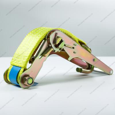 China Cargo Tether 8TX12M Double J-Hook Snapping Strength 4500KGS Ratchet Link Down Straps For Large Objects for sale