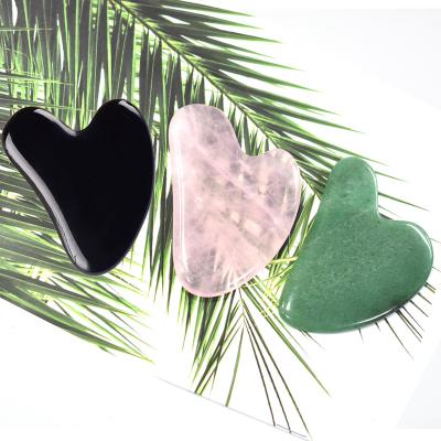 China Hot Selling Natural Gua Sha Panel 100% Jade Material Pink Butterfly Shade Gua Sha Scraping Massage Tool for sale