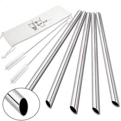 China 12mm Disposable Metal Straw 304 Stainless Steel Eco-Friendly Straws Set Reusable Drinking Straw For Bubble Tea Milkshake Bar Accessory for sale