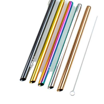 China Amazon SUS304 Stainless Steel Disposable Straw 18/8 Over 12 Mm Pearl Milk Tea Pearl Color Straw for sale