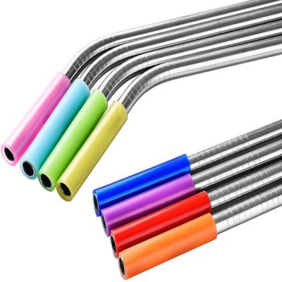 China Costom Logo Reusable Colorful Stainless Steel Metal Viable Bubble Tea Drinking Straws for sale